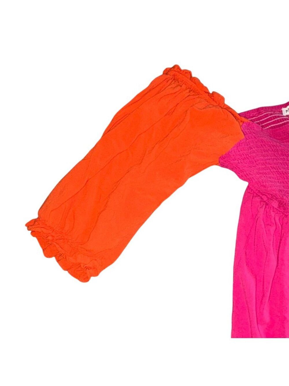 Main Strip Color Block Ruffle Dress-Pink/Orange-Large-GUC - Picture 4 of 7